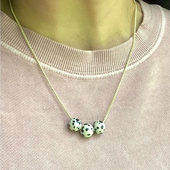 Polymer Clay Handmade Beaded Necklace Dalmatian Jasper - Picture 4 of 4